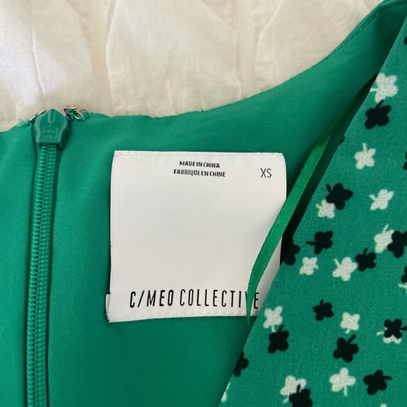 C/MEO Collective Loyalties Green Ruffled Wrap Mini Dress - Picture 8 of 13